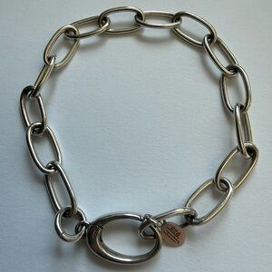 Sterling Silver Paperclip Link Bracelet Push Clasp 925